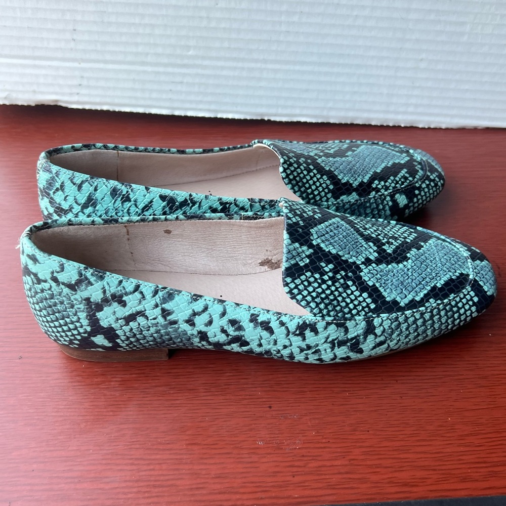Gianvito‎ Rossi Teal Snakeskin Loafers - Picture 2 of 5